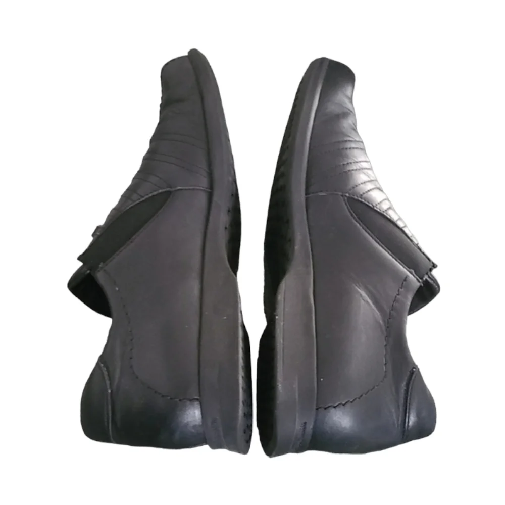 Y2K THINK Black Leather Slip-On Oxfords 40 9.5 10 Minimal Comfort Shoes Austria
